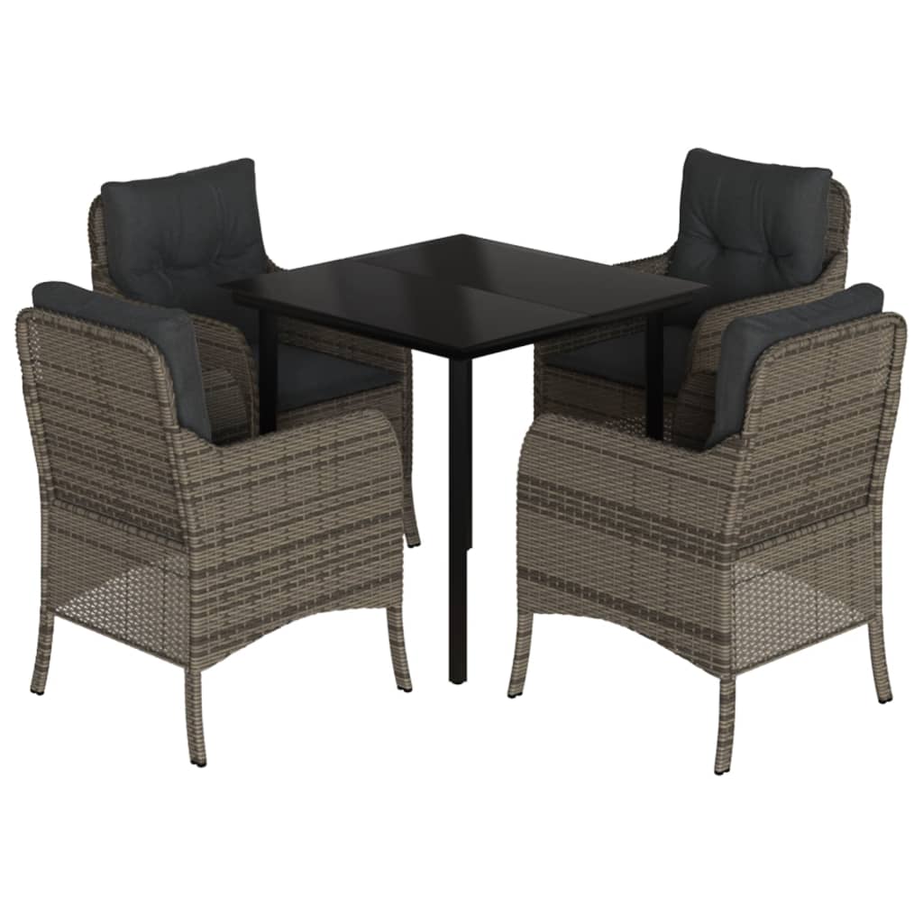 Garden Dining Set Grey and Black
