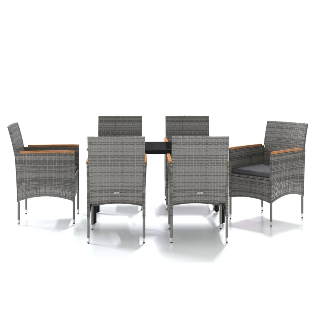 Garden Dining Set Grey and Black