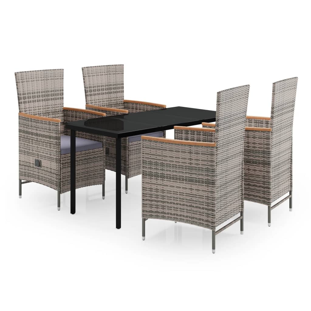 Garden Dining Set Grey and Black