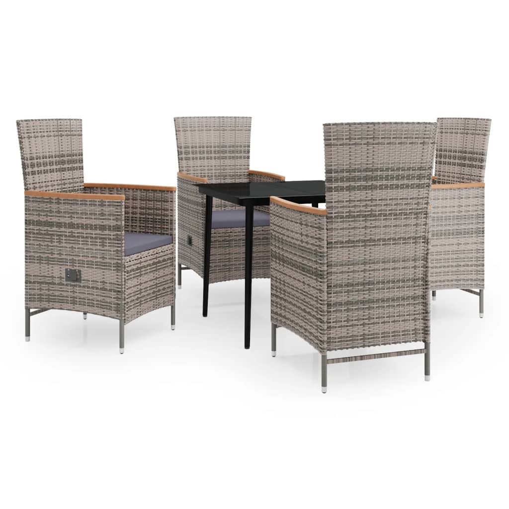Garden Dining Set Grey and Black