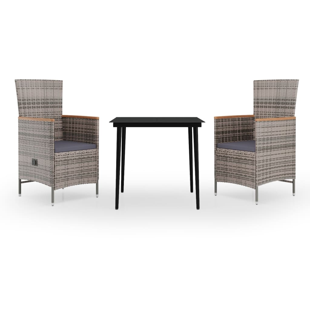 Garden Dining Set Grey and Black