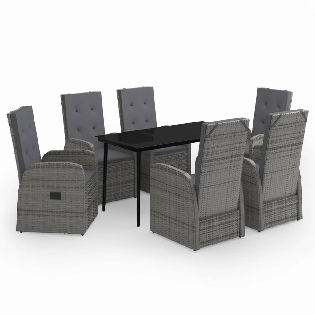 Garden Dining Set Grey and black