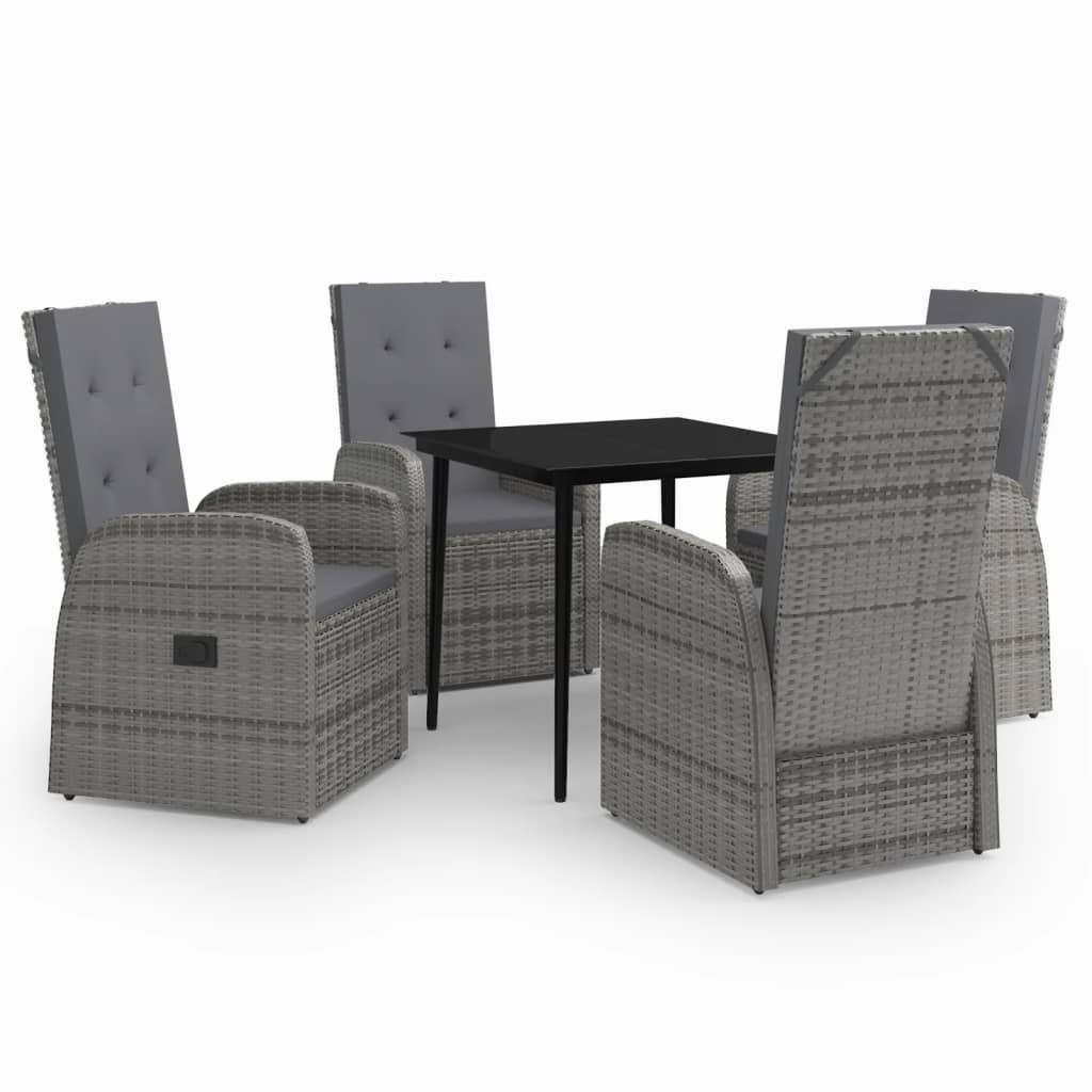 Garden Dining Set Grey and black