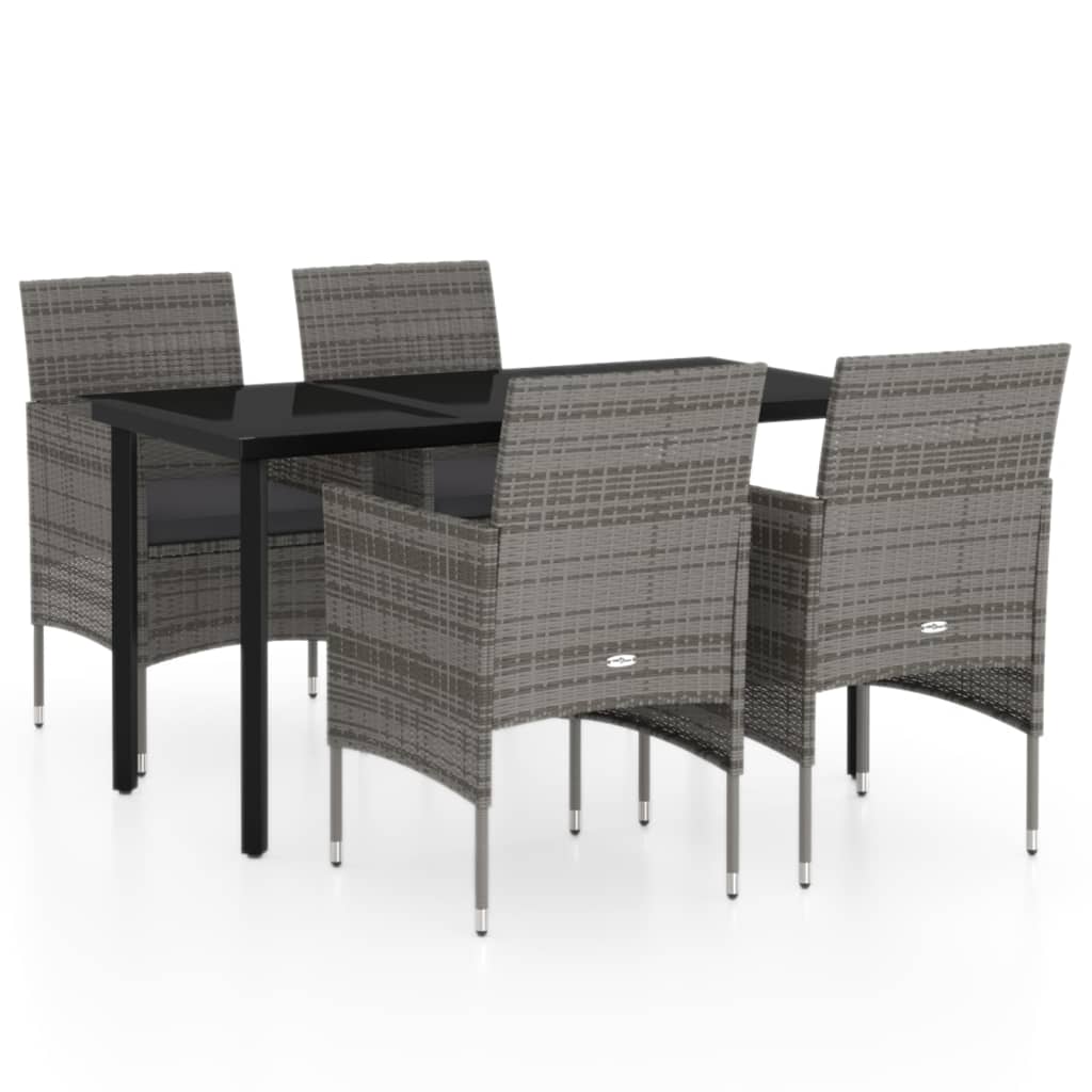 Garden Dining Set Grey and black