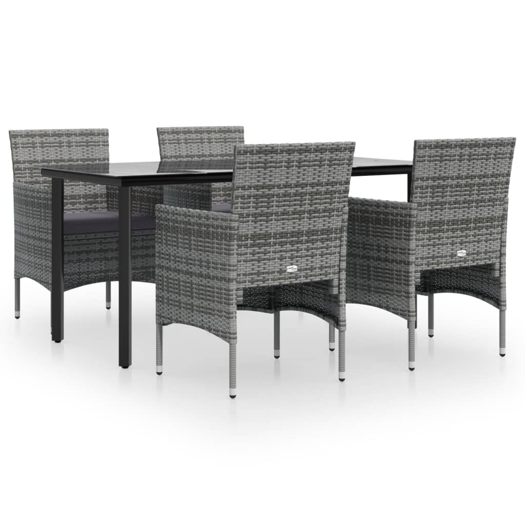 Garden Dining Set Grey and Black