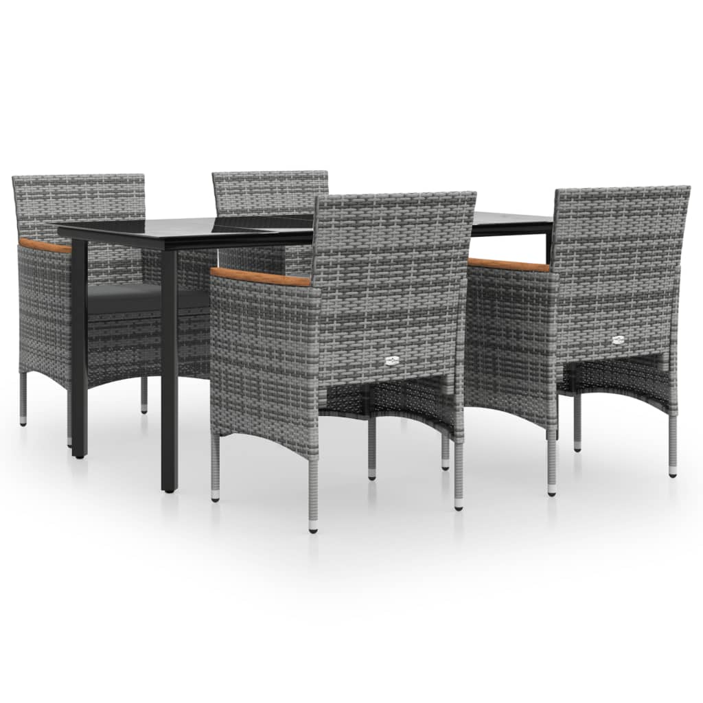 Garden Dining Set Grey and Black