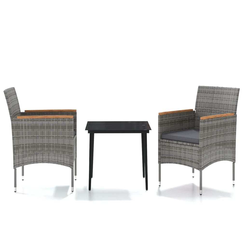Garden Dining Set Grey and Black