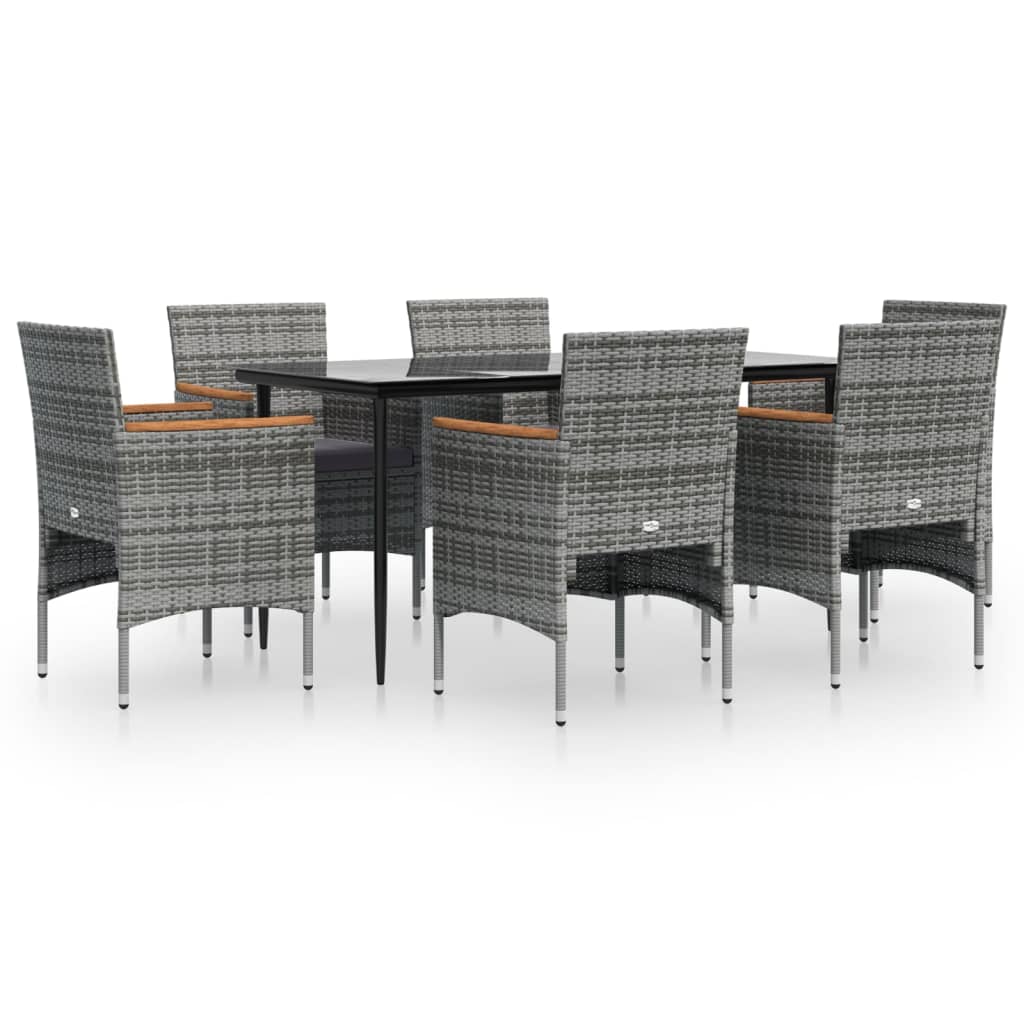 Garden Dining Set Grey and Black