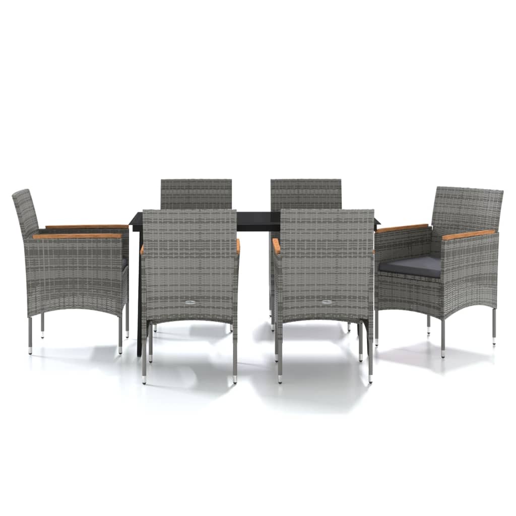 Garden Dining Set Grey and Black