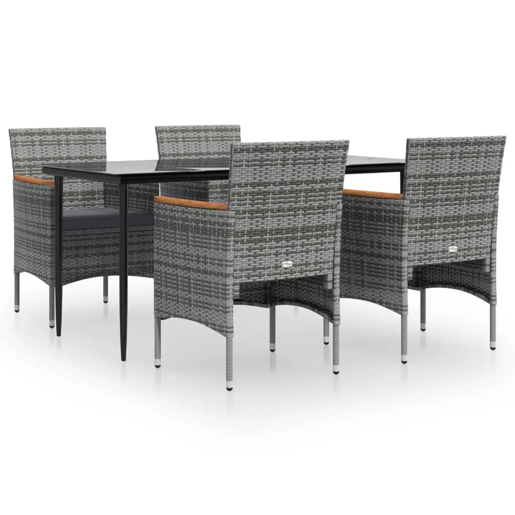 Garden Dining Set Grey and Black
