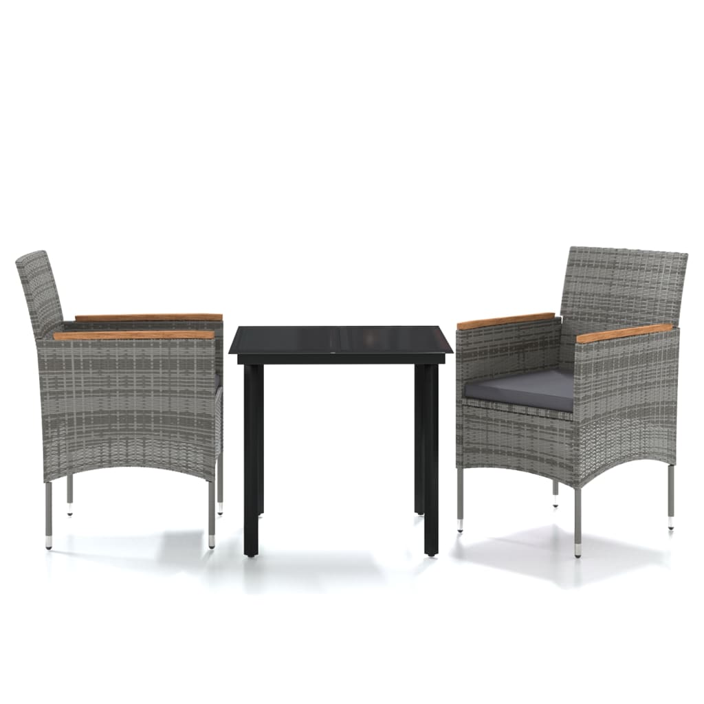 Garden Dining Set Grey and Black