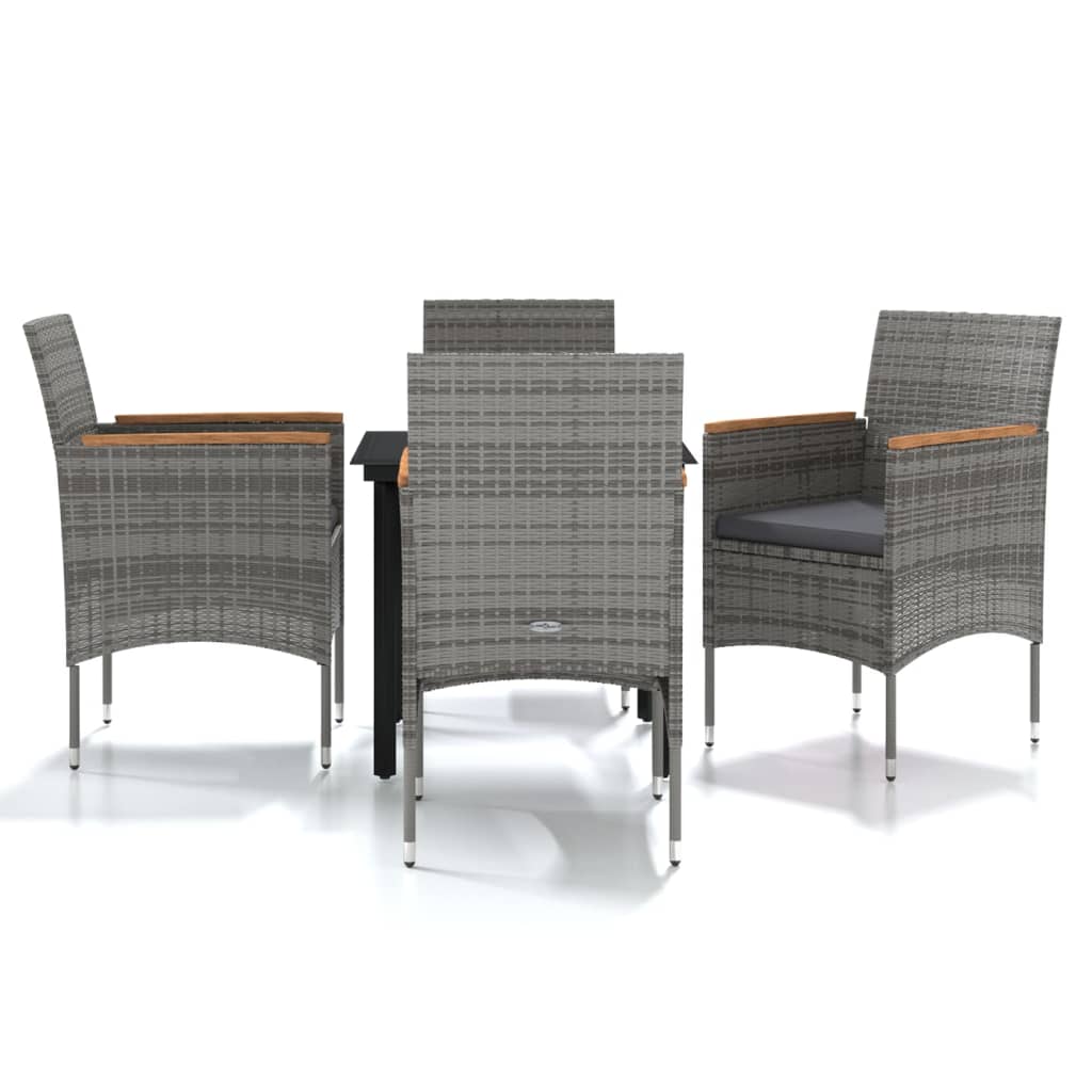 Garden Dining Set Grey and Black