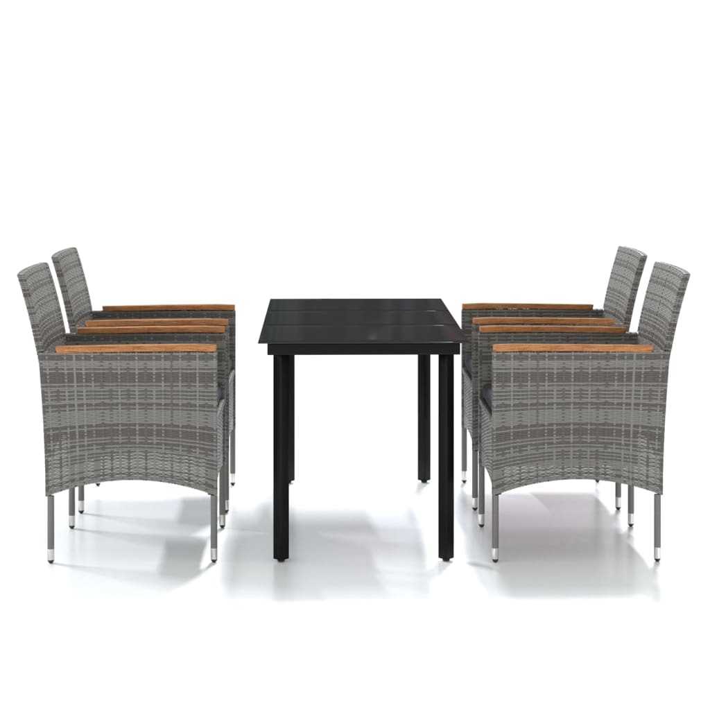 Garden Dining Set Grey and Black