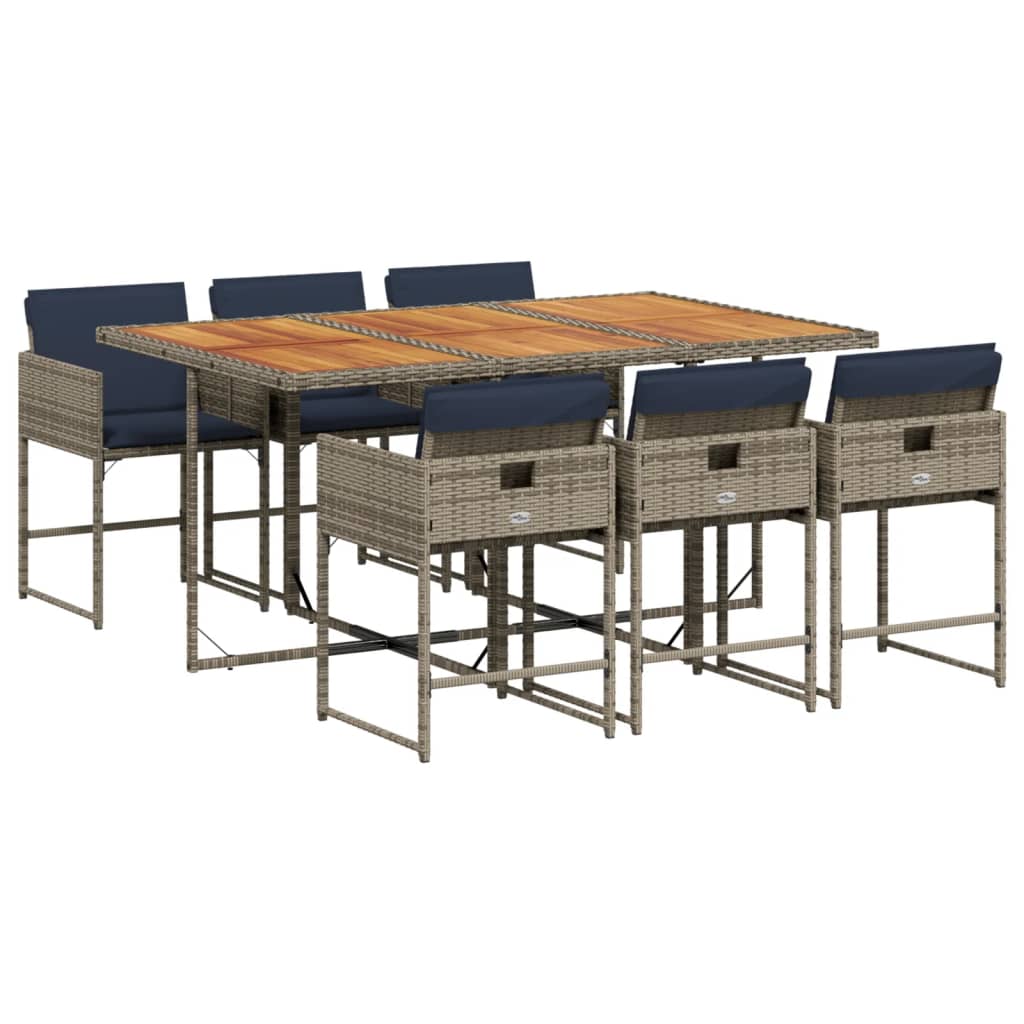 Garden Dining Set Grey and Brown