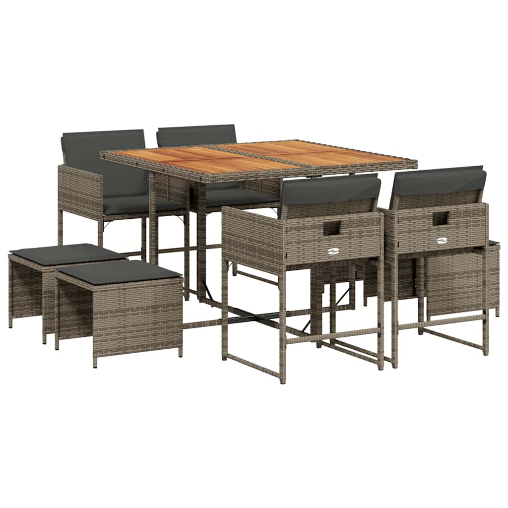 Garden Dining Set Grey and brown