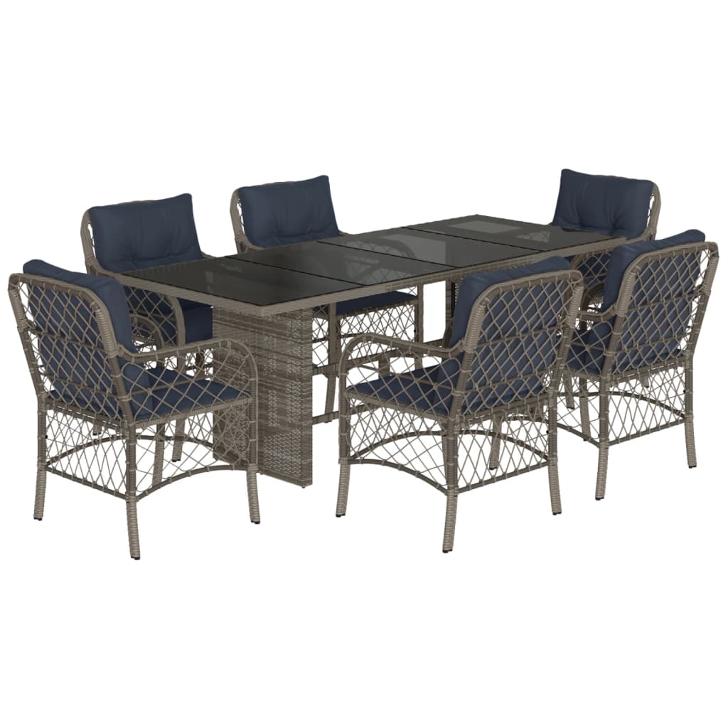 Garden Dining Set Grey and Navy Blue