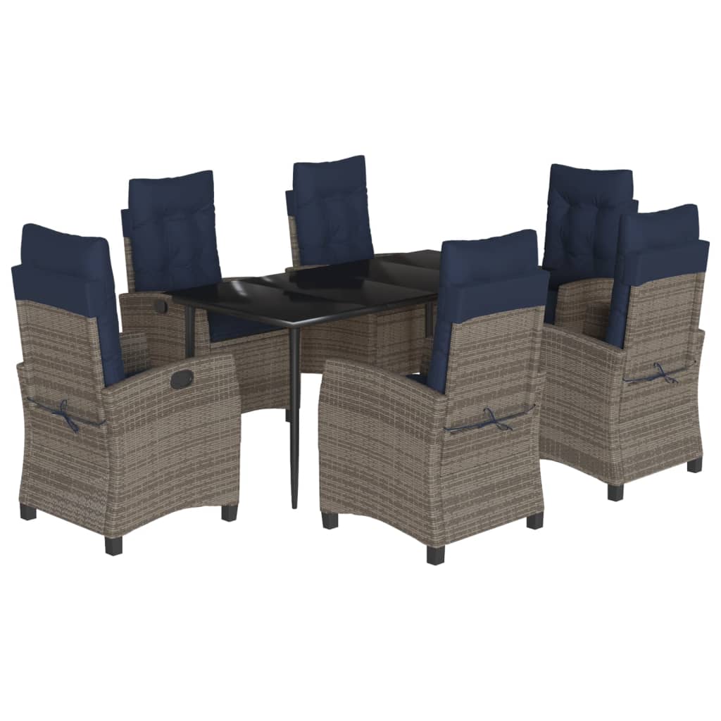 Garden Dining Set Grey and Navy Blue