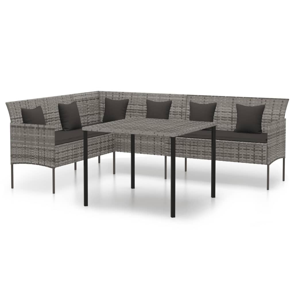 Garden Dining Set Grey, Anthracite PE Rattan, Powder-Coated Steel