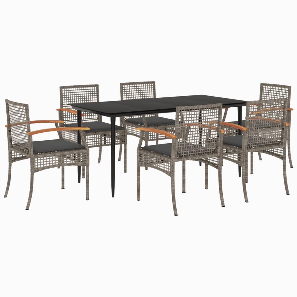 Garden Dining Set Grey, Black