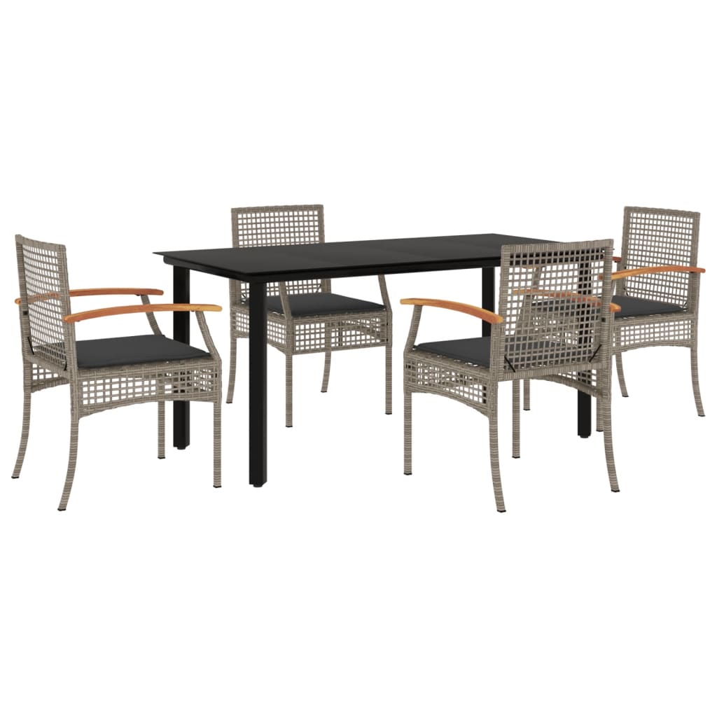 Garden Dining Set Grey, Black