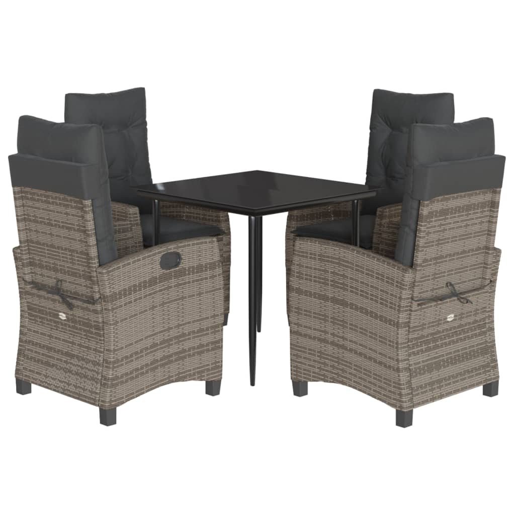Garden Dining Set Grey, Black