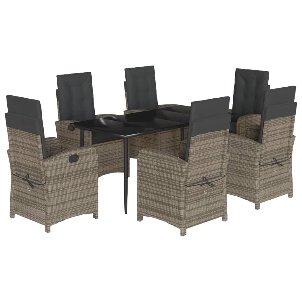Garden Dining Set Grey, Black, Dark Grey (cushions)