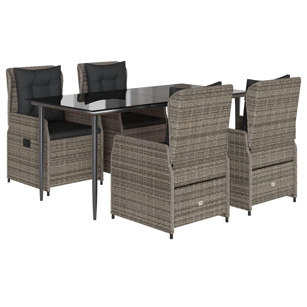 Garden Dining Set Grey, Black, Dark Grey PE rattan 5 Piece Set