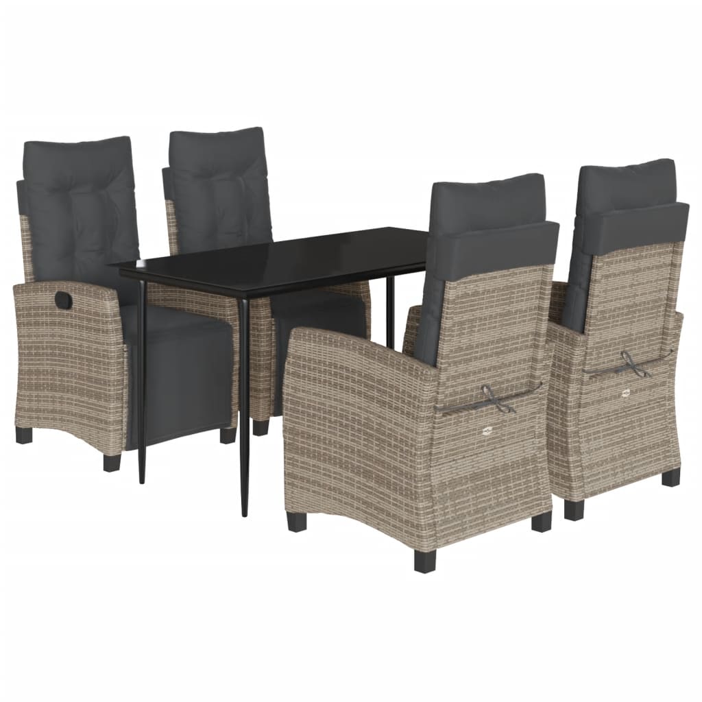 Garden Dining Set Grey, Black, Dark Grey PE Rattan Large
