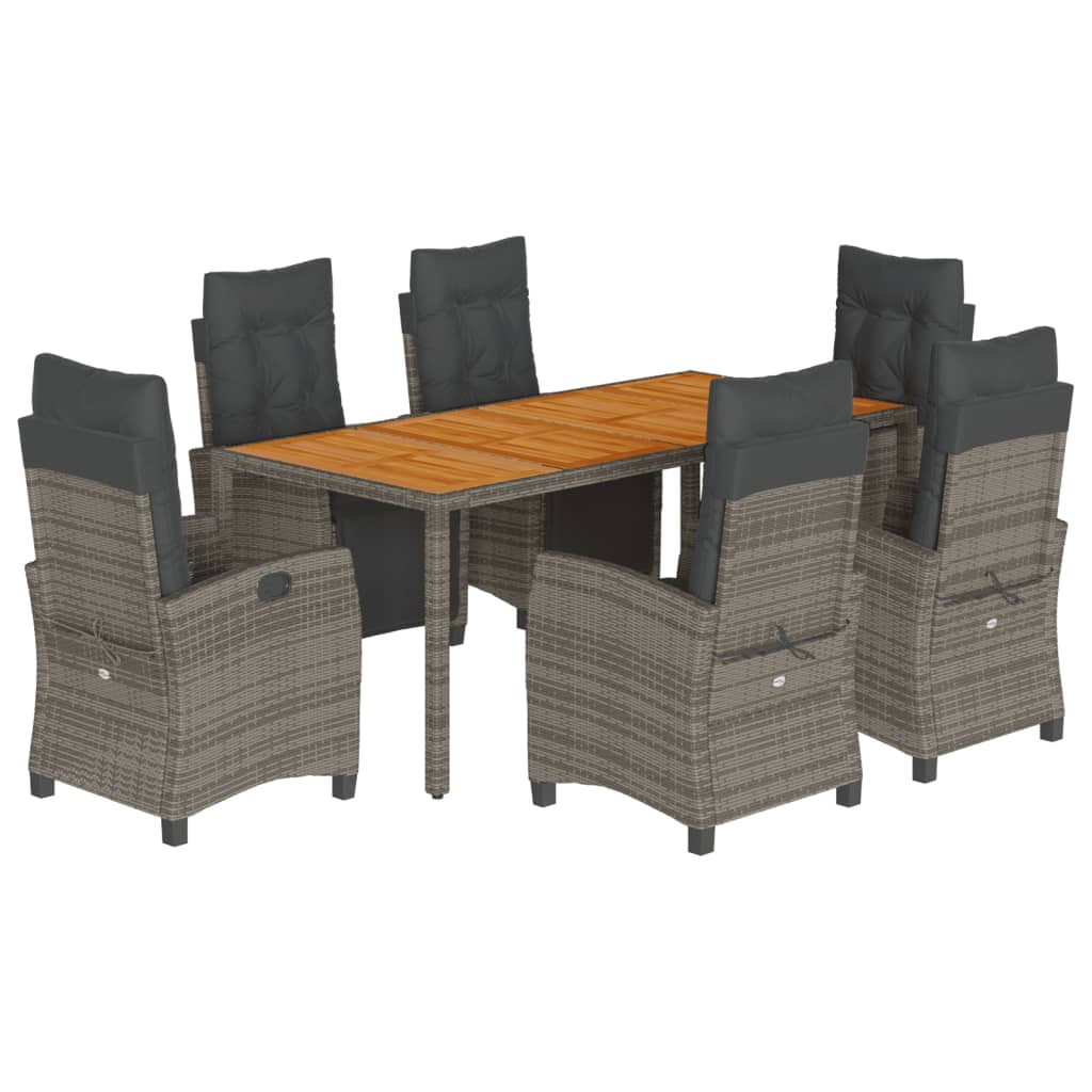 Garden Dining Set Grey, Dark Grey PE Rattan Large