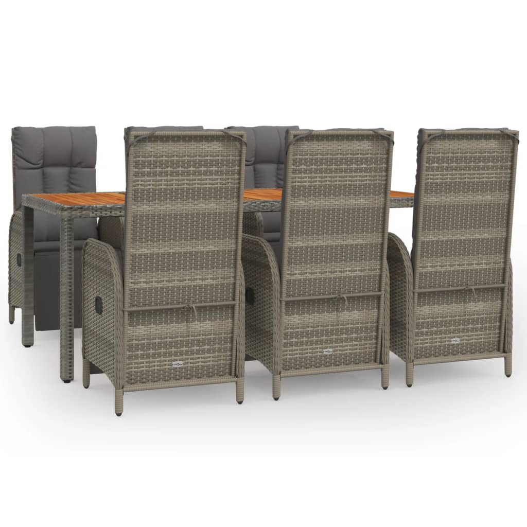Garden Dining Set Grey, Dark Grey PE Rattan Large