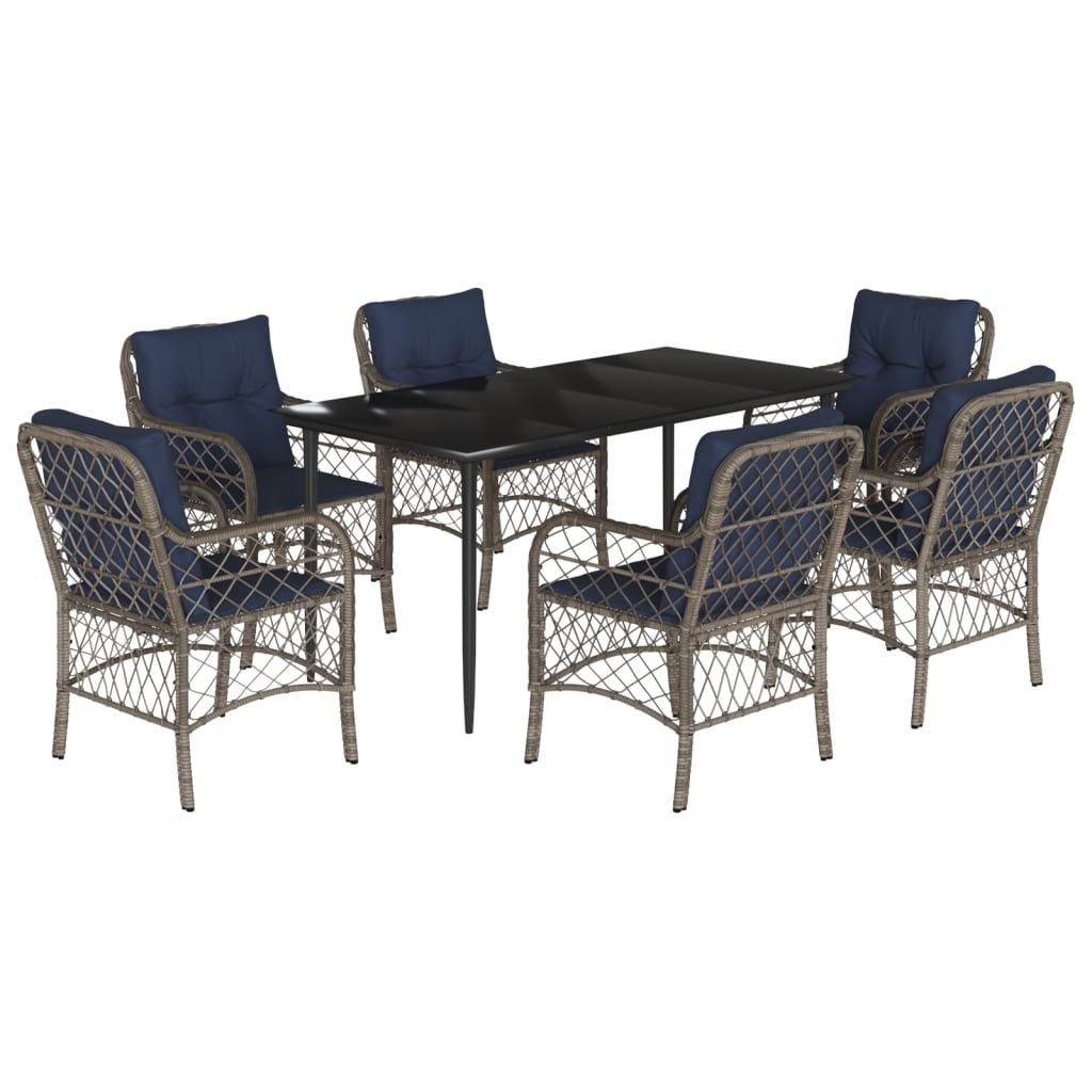 Garden Dining Set Grey, Navy Blue