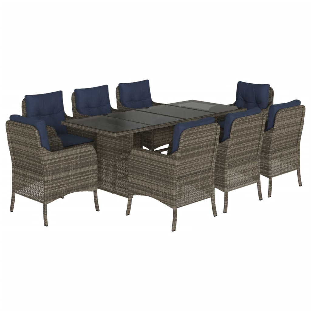 Garden Dining Set Grey, Navy Blue