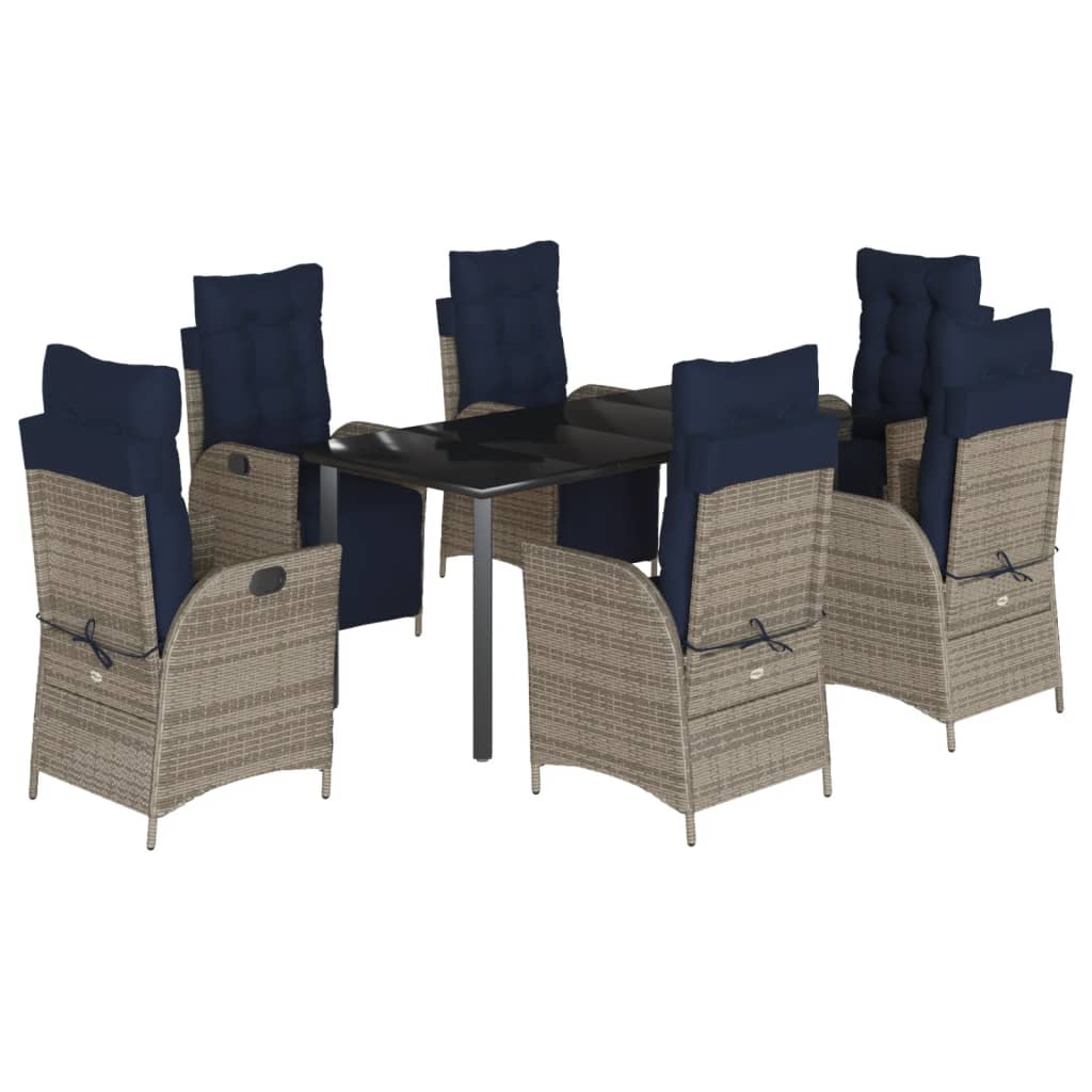 Garden Dining Set Grey, Navy Blue