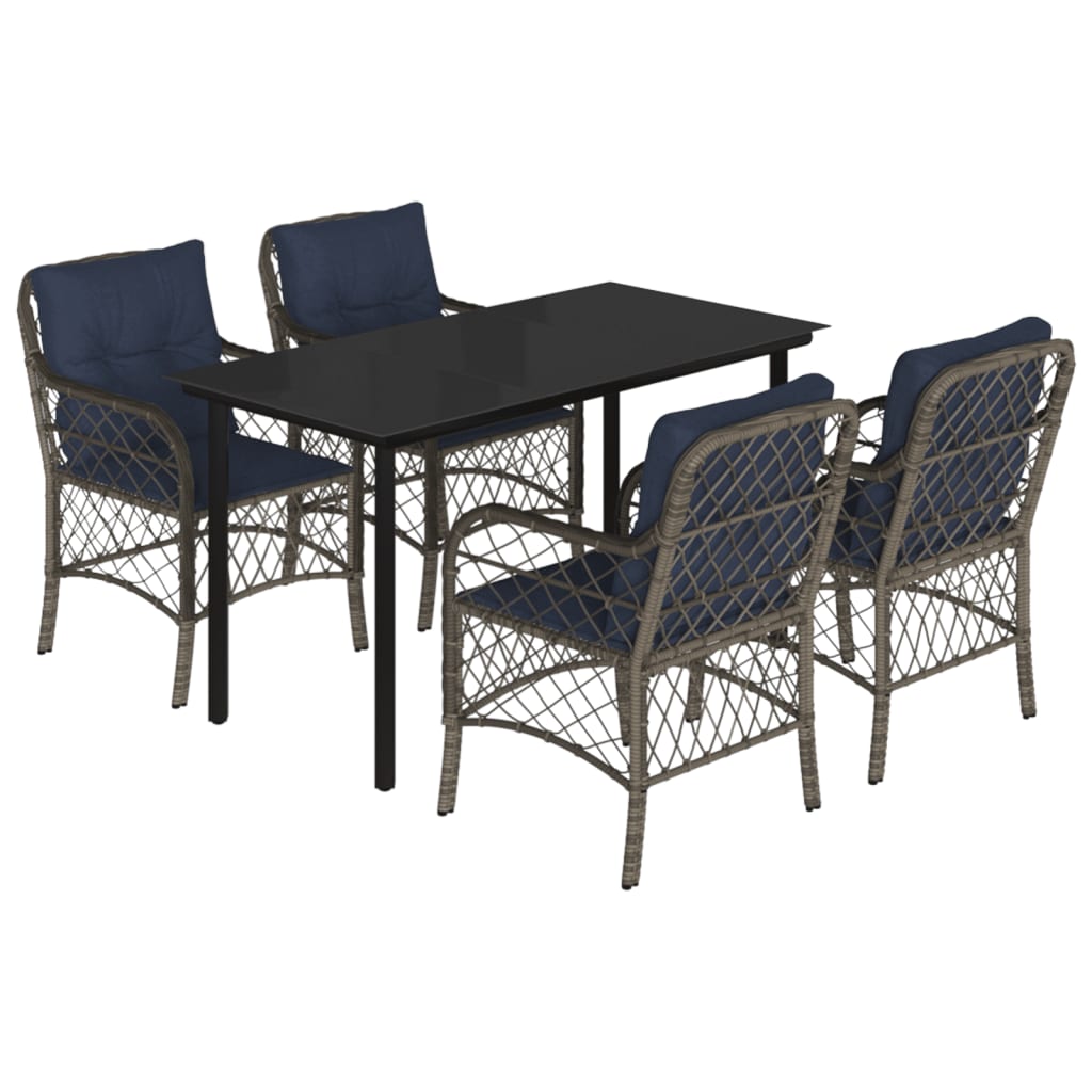 Garden Dining Set Grey, Navy blue, Black
