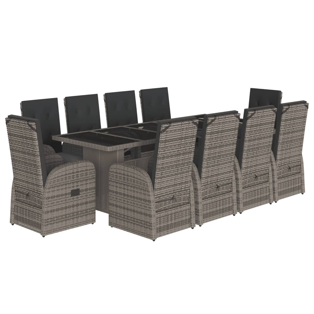 Garden Dining Set Grey PE rattan 10-Seater UV-resistant materials