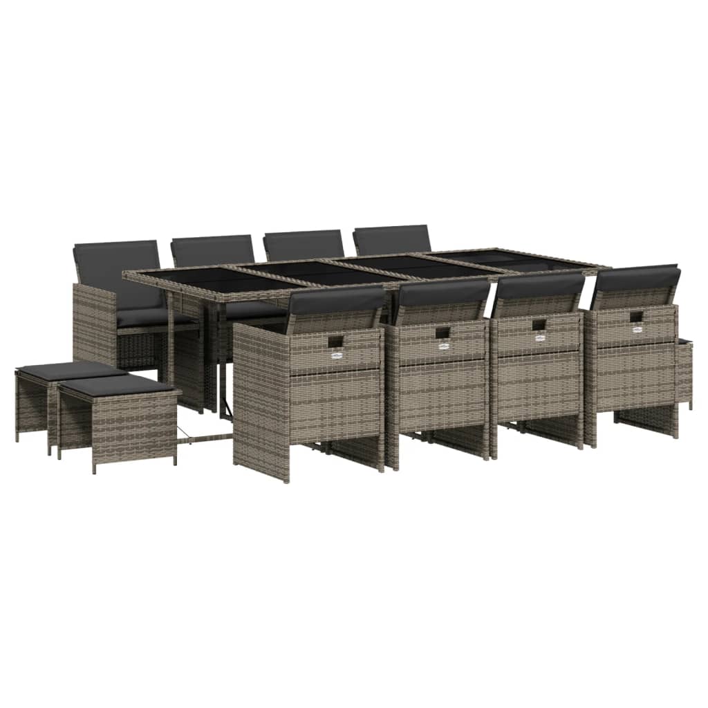 Garden Dining Set Grey PE rattan 12-seater Foldable