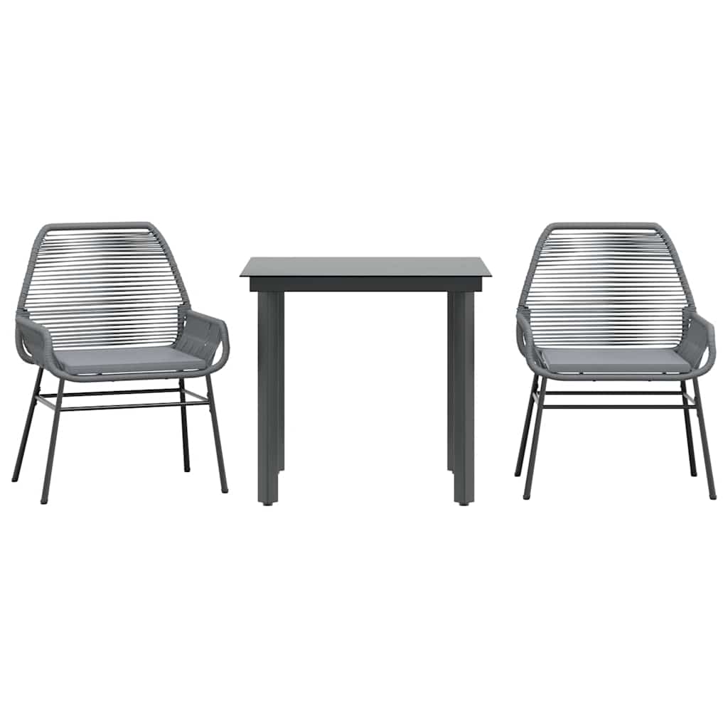 Garden Dining Set Grey PE Rattan 2-seater UV-resistant materials