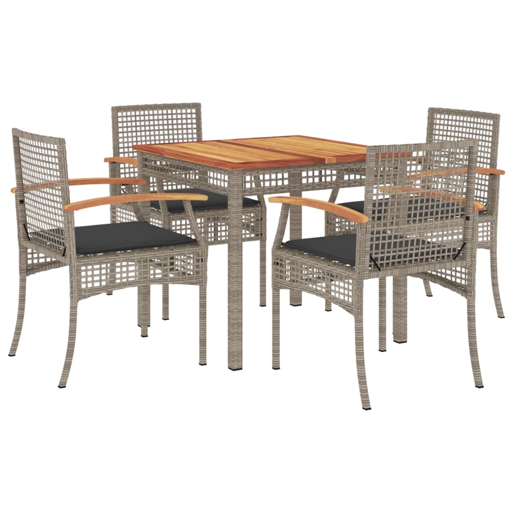 Garden Dining Set Grey PE Rattan 4 Seater