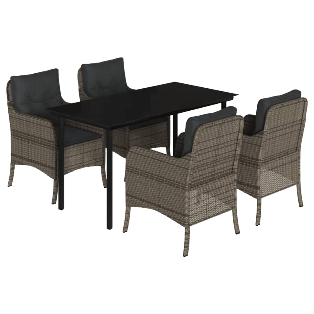 Garden Dining Set Grey PE rattan 4-seater UV-resistant materials