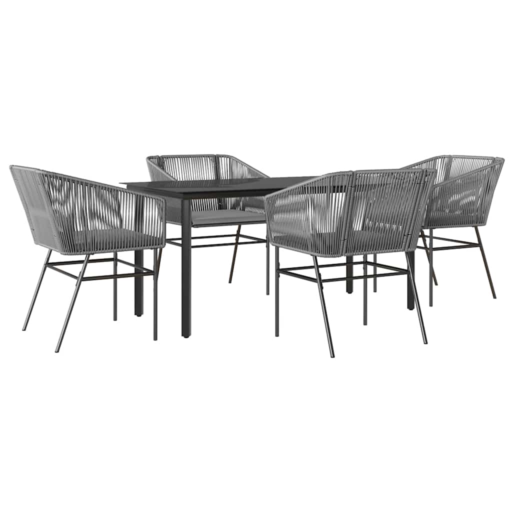 Garden Dining Set Grey PE Rattan 4-seater UV-resistant materials