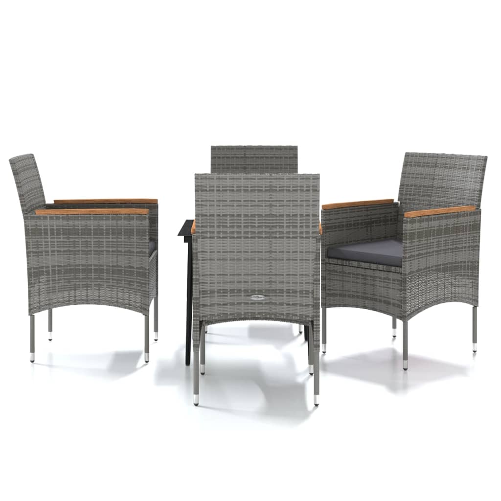 Garden Dining Set Grey PE rattan 5 Piece Set Seats Many