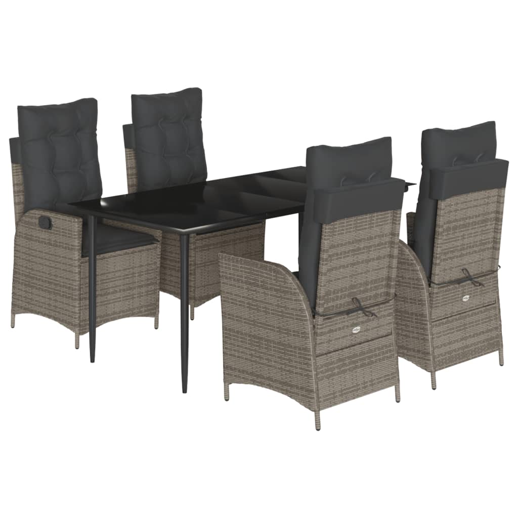 Garden Dining Set Grey PE Rattan 5-Piece Set