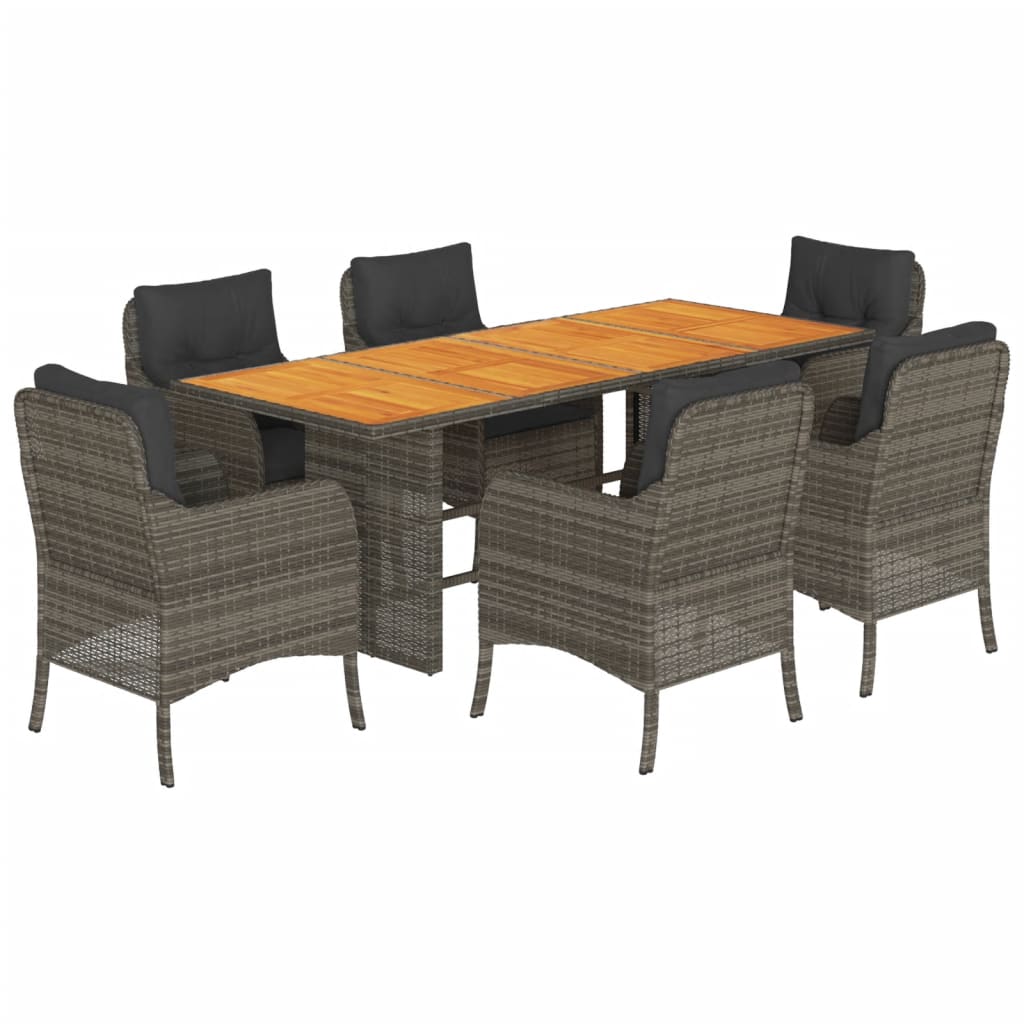 Garden Dining Set Grey PE rattan 6-seater Removable Covers