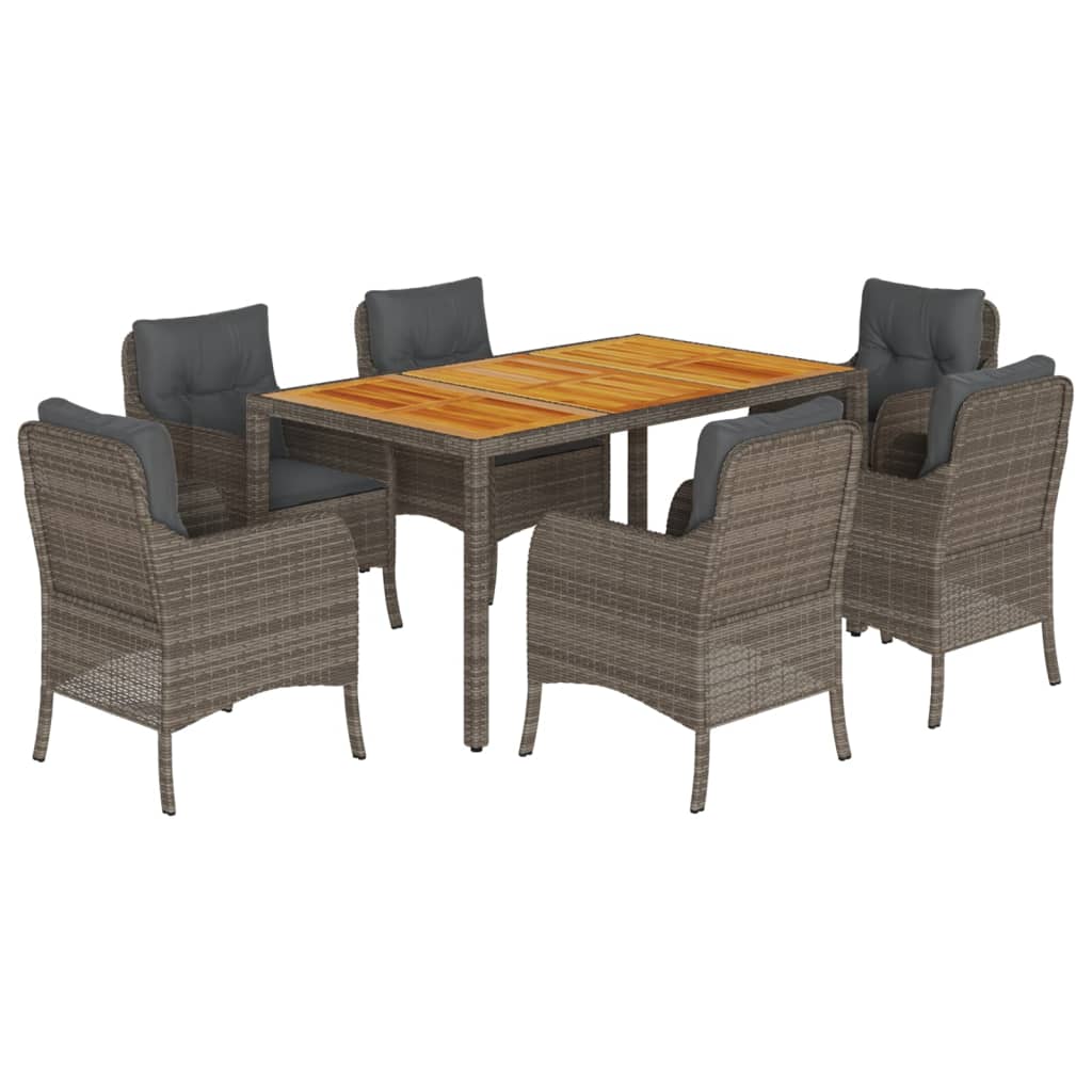 Garden Dining Set Grey PE rattan 6-seater Removable Covers