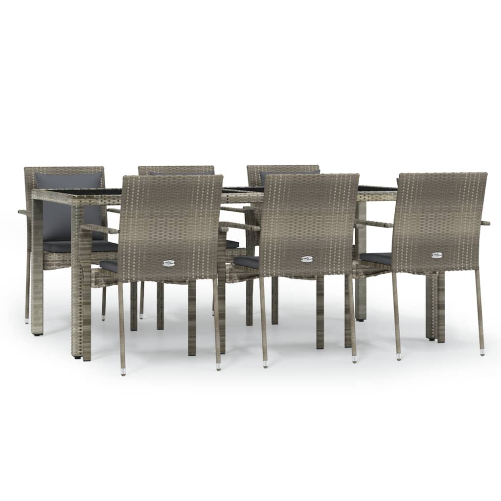 Garden Dining Set Grey PE rattan 7 Piece Durable