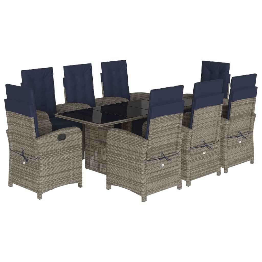 Garden Dining Set Grey PE rattan 86.6 x 31.5 x 29.1 in