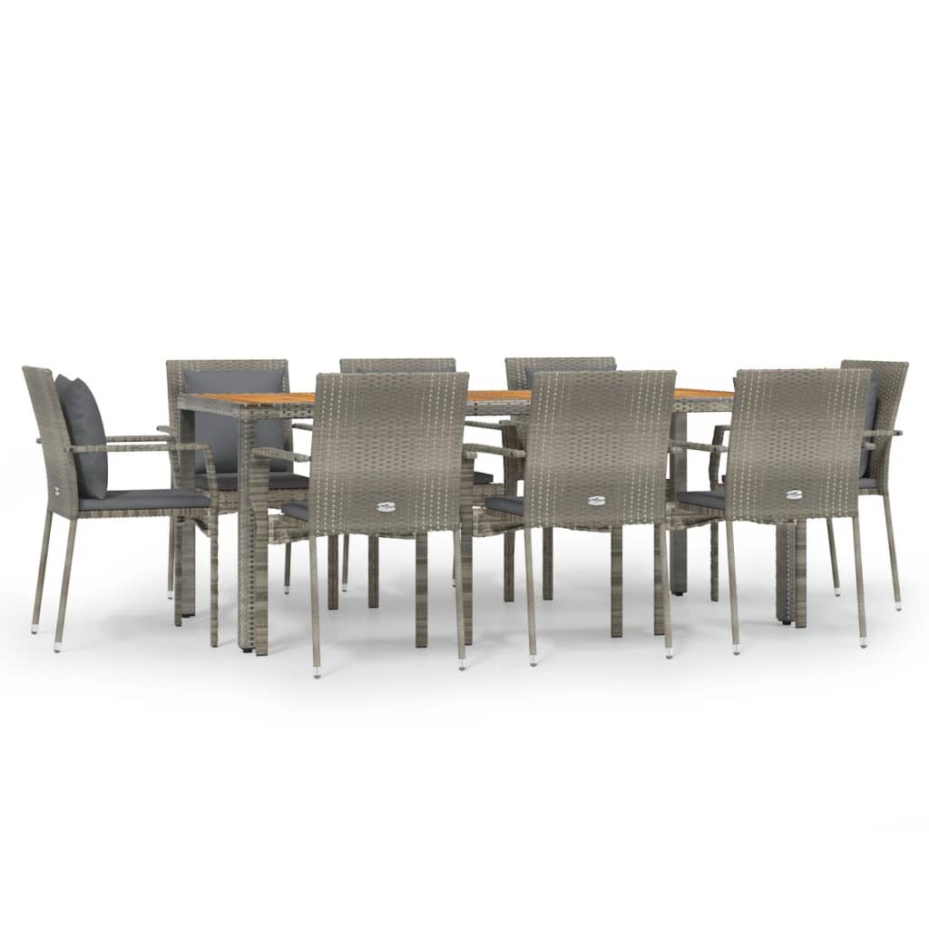 Garden Dining Set Grey PE rattan 9 Piece Set Modular