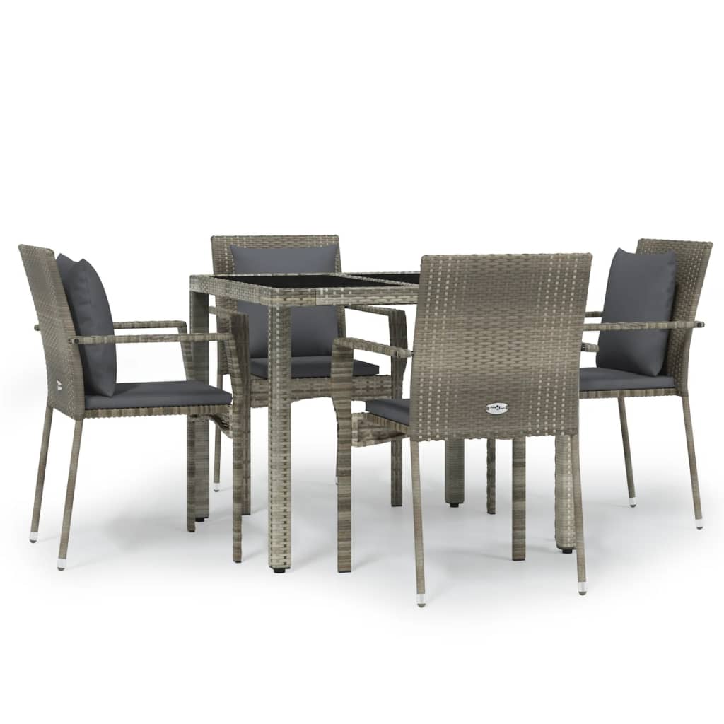 Garden Dining Set Grey PE rattan Compact Modular