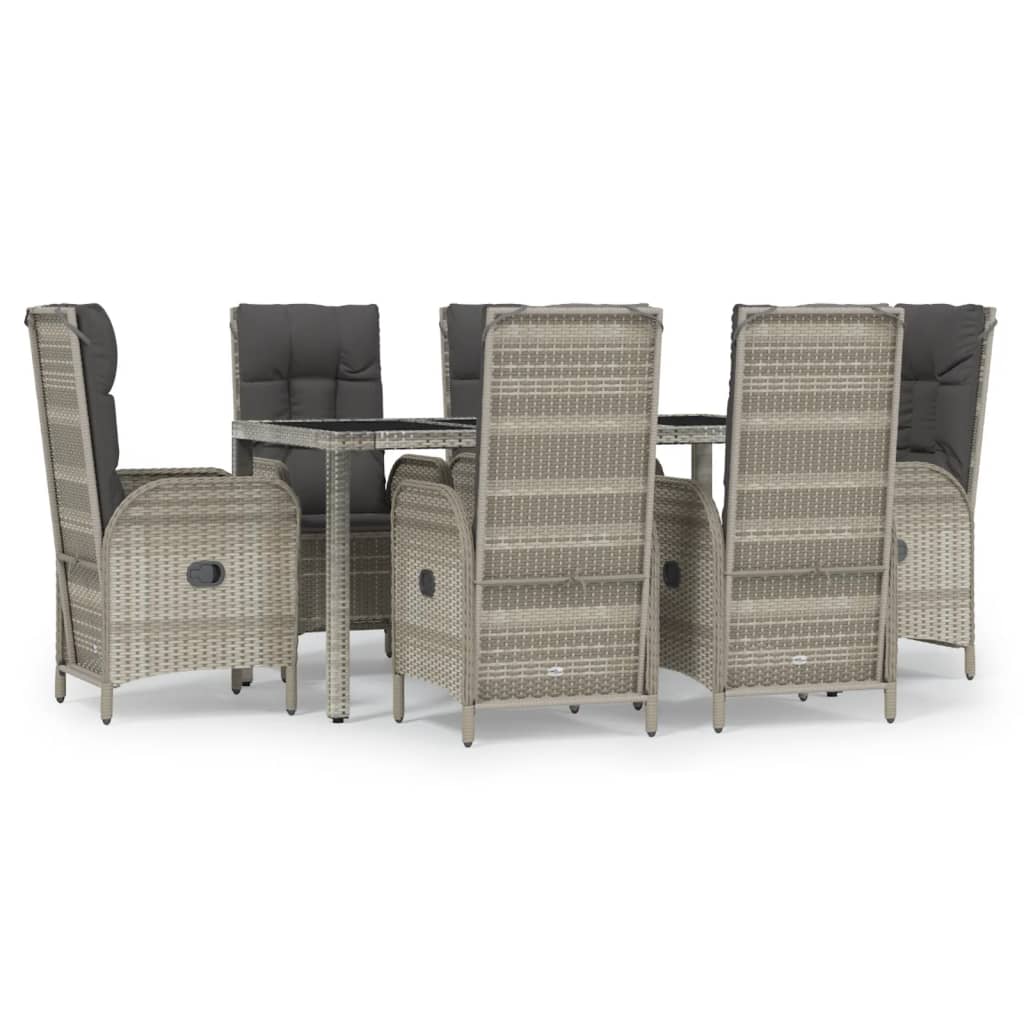 Garden Dining Set Grey PE rattan Large Garden Dining Set