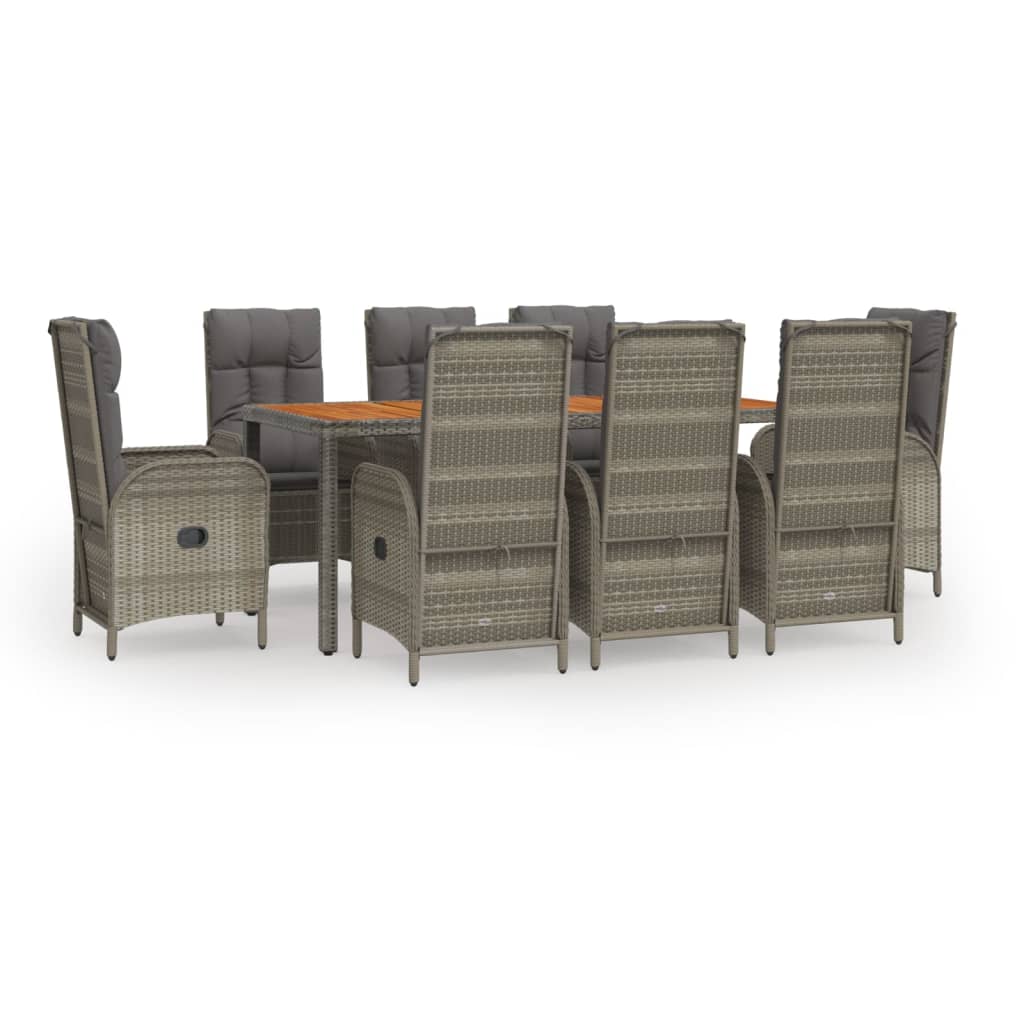 Garden Dining Set Grey PE rattan Large Garden Dining Set
